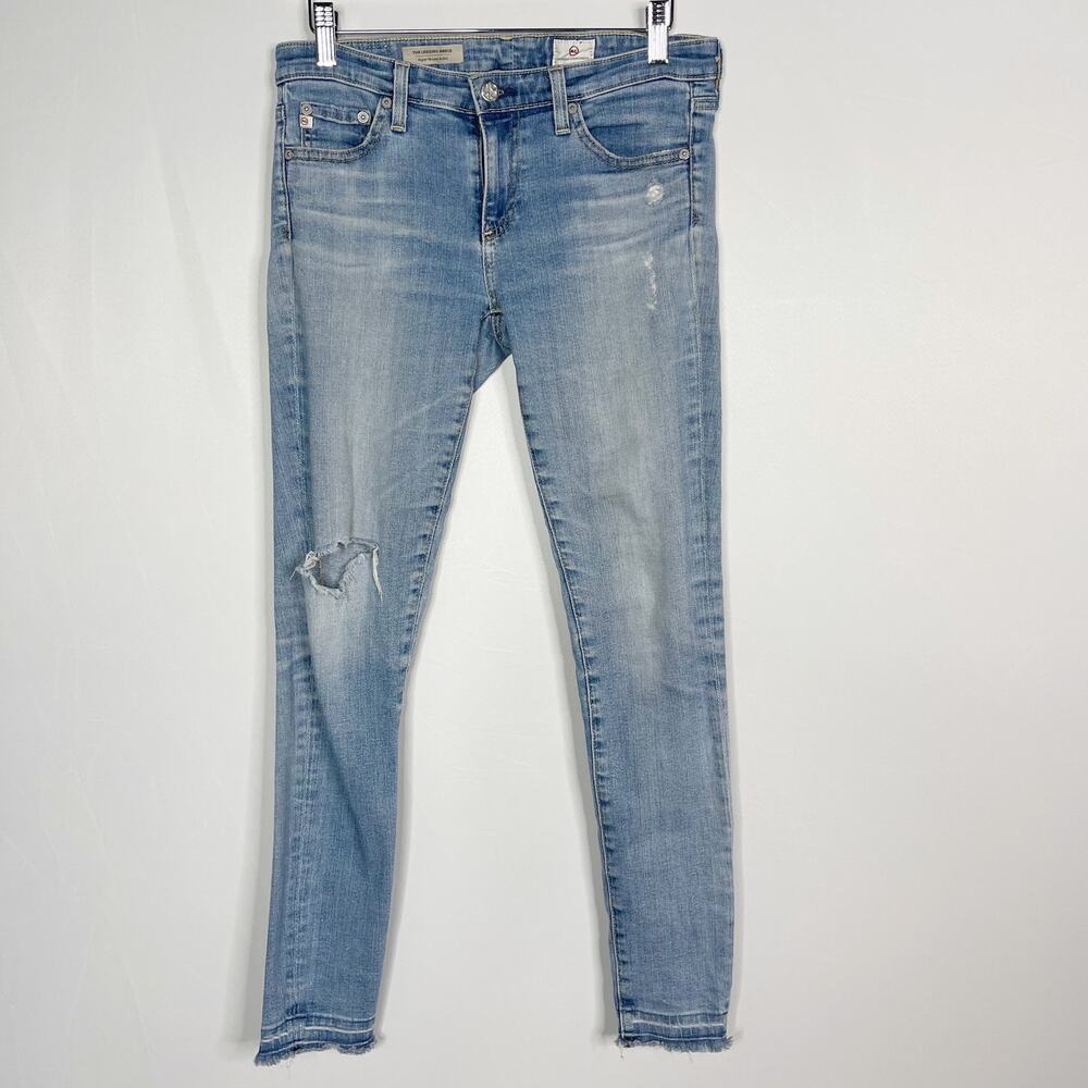 AG Adriano Goldschmied Womens 27 Legging Super Skinny Ankle Jean Ripped Open Hem